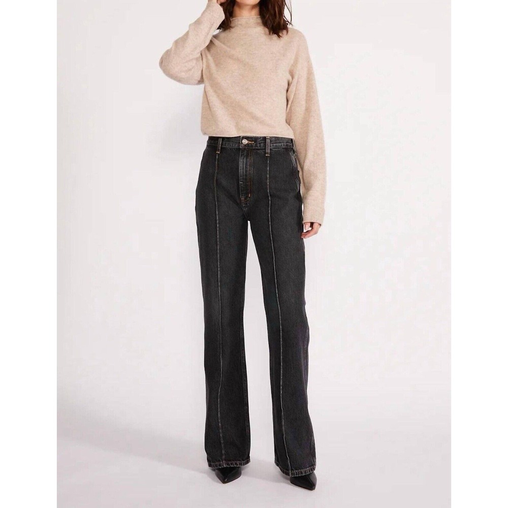Etica Estilia Pintuck Trouser Women 24 Black Mountain High Rise Wide Leg Jeans